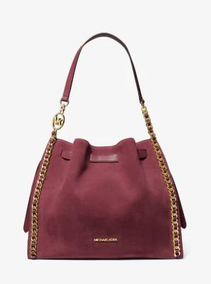 Mina Large Suede Chain Shoulder Bag - Image 8