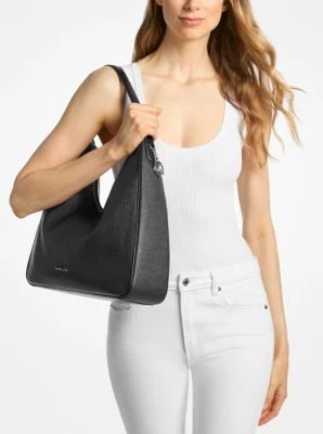 Nayla Medium Pebbled Leather Hobo Shoulder Bag - Image 5