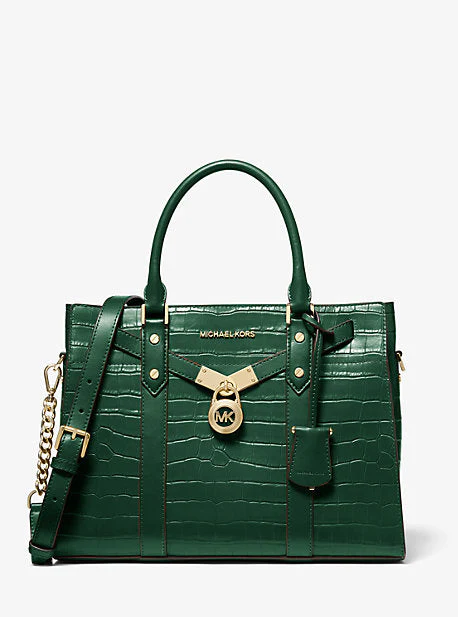Nouveau Hamilton Large Crocodile Embossed Leather Satchel