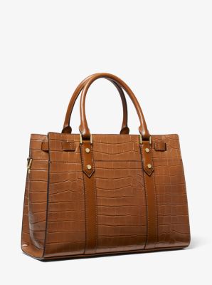 Nouveau Hamilton Large Crocodile Embossed Leather Satchel - Image 12