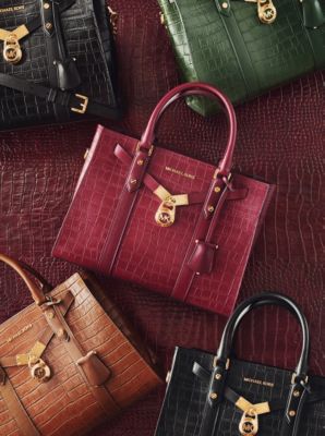 Nouveau Hamilton Large Crocodile Embossed Leather Satchel - Image 15