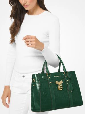 Nouveau Hamilton Large Crocodile Embossed Leather Satchel - Image 5