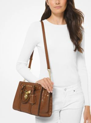 Nouveau Hamilton Small Crocodile Embossed Leather Satchel - Image 10