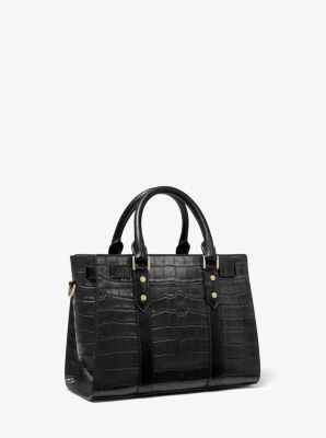 Nouveau Hamilton Small Crocodile Embossed Leather Satchel - Image 14