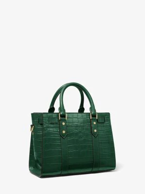 Nouveau Hamilton Small Crocodile Embossed Leather Satchel - Image 4
