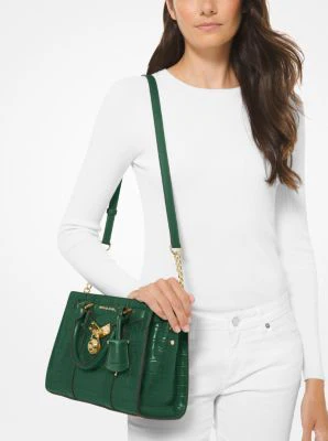 Nouveau Hamilton Small Crocodile Embossed Leather Satchel - Image 5