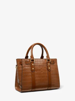 Nouveau Hamilton Small Crocodile Embossed Leather Satchel - Image 9