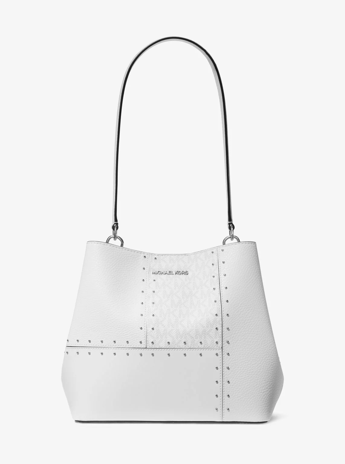 Pratt Medium Studded Patchwork and Signature Logo Shoulder Bag - Image 5