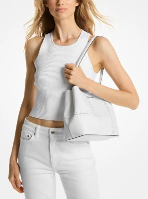 Pratt Medium Studded Patchwork and Signature Logo Shoulder Bag - Image 8