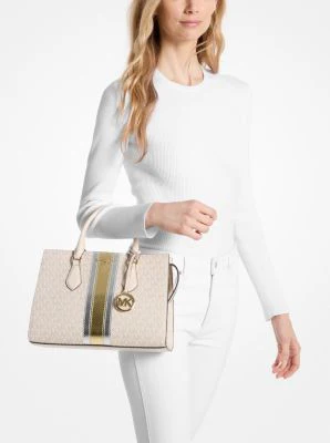 Sheila Medium Signature Logo and Metallic Satchel - Image 4