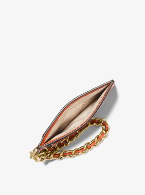 Small Pebbled Leather Chain Card Case - Image 7