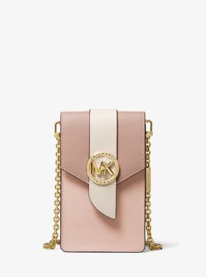 Small Tri-Color Saffiano Leather Smartphone Crossbody Bag - Image 12
