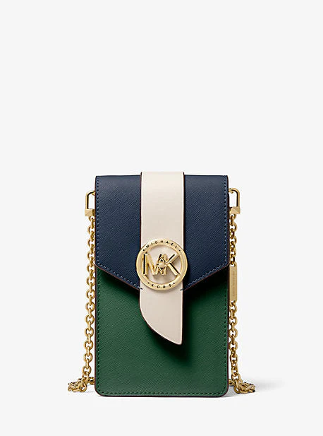 Small Tri-Color Saffiano Leather Smartphone Crossbody Bag - Image 17