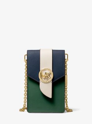 Small Tri-Color Saffiano Leather Smartphone Crossbody Bag - Image 18