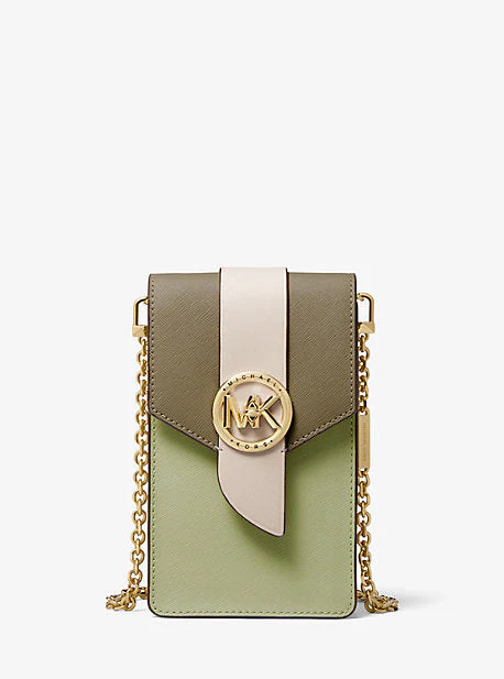 Small Tri-Color Saffiano Leather Smartphone Crossbody Bag - Image 21