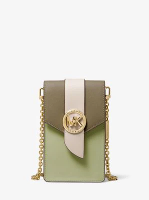 Small Tri-Color Saffiano Leather Smartphone Crossbody Bag - Image 22