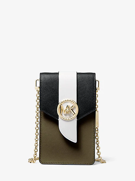 Small Tri-Color Saffiano Leather Smartphone Crossbody Bag - Image 25