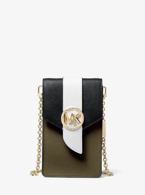 Small Tri-Color Saffiano Leather Smartphone Crossbody Bag - Image 26