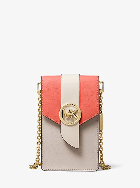 Small Tri-Color Saffiano Leather Smartphone Crossbody Bag - Image 31