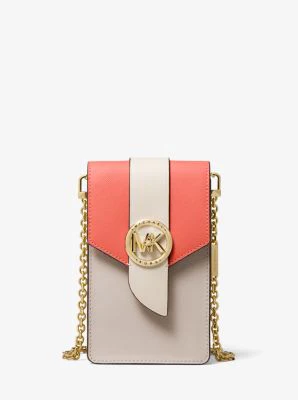 Small Tri-Color Saffiano Leather Smartphone Crossbody Bag - Image 32