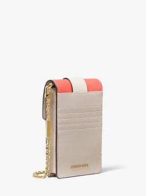 Small Tri-Color Saffiano Leather Smartphone Crossbody Bag - Image 34