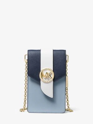 Small Tri-Color Saffiano Leather Smartphone Crossbody Bag - Image 6