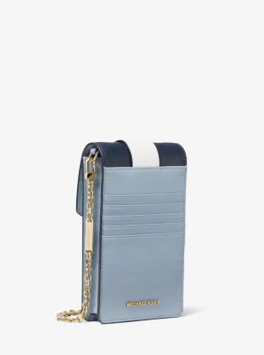 Small Tri-Color Saffiano Leather Smartphone Crossbody Bag - Image 8