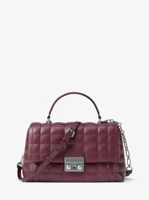 Tribeca Medium Quilted Leather Satchel - Image 6